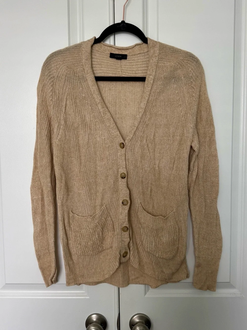 J. Crew Beige Knit Button-Front Cardigan